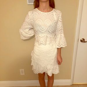 White eyelet wrap dress